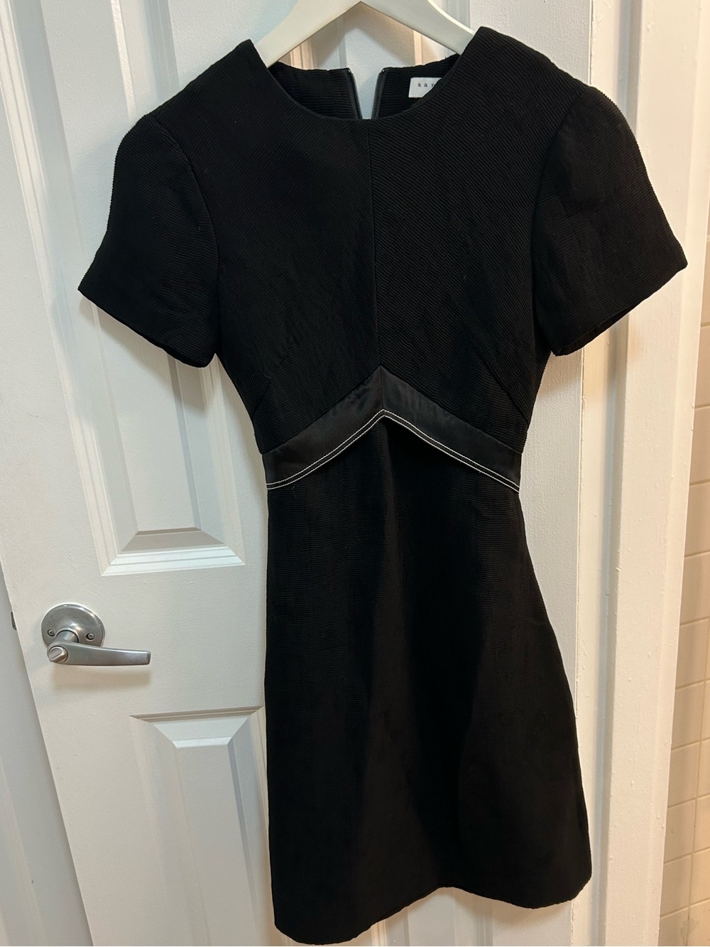 Sandro Black Short-Sleeve Mini Dress